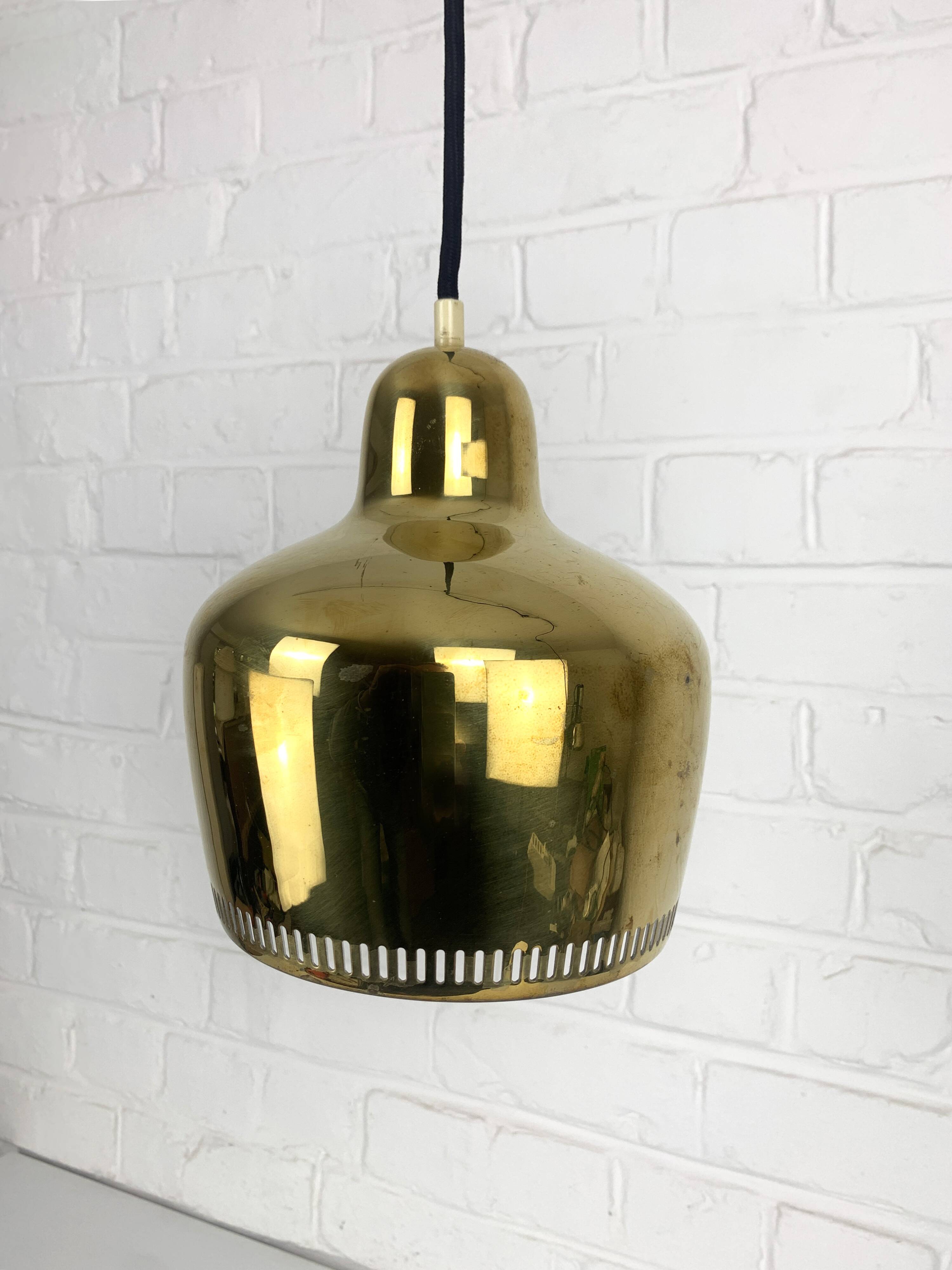Golden Bell brass pendant light Alvar Aalto Louis Poulsen, Denmark 1950s