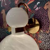 Large glass and metal wall light Scandinavian design 1960.