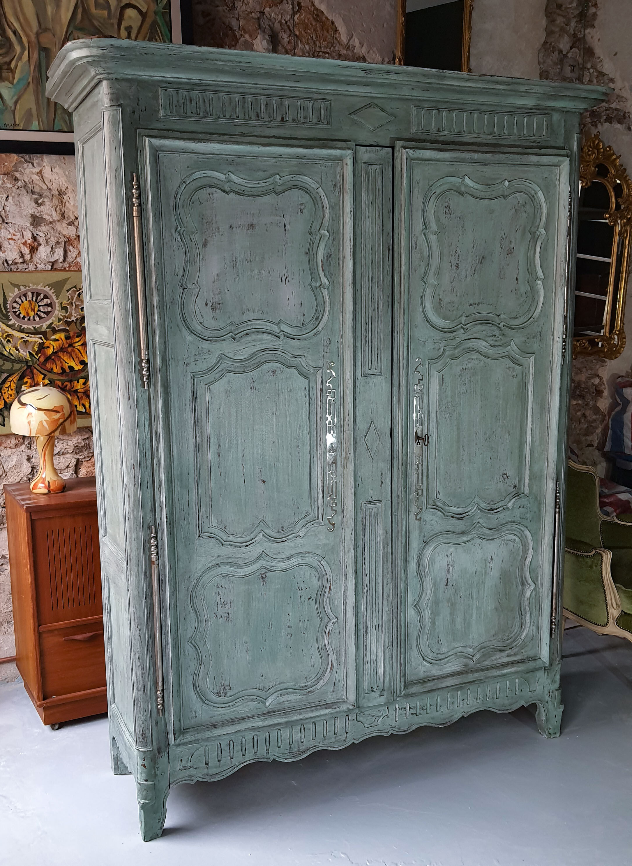 Wardrobe wardrobe 18th century Shabby Chic patinated