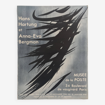 Hans hartung & ana-eva bergman : affiche originale musée de la poste, 1980