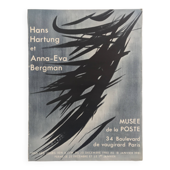 Hans hartung & ana-eva bergman : affiche originale musée de la poste, 1980