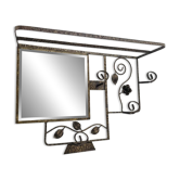 Art Deco coat rack in hammered wrought iron, 1950s.