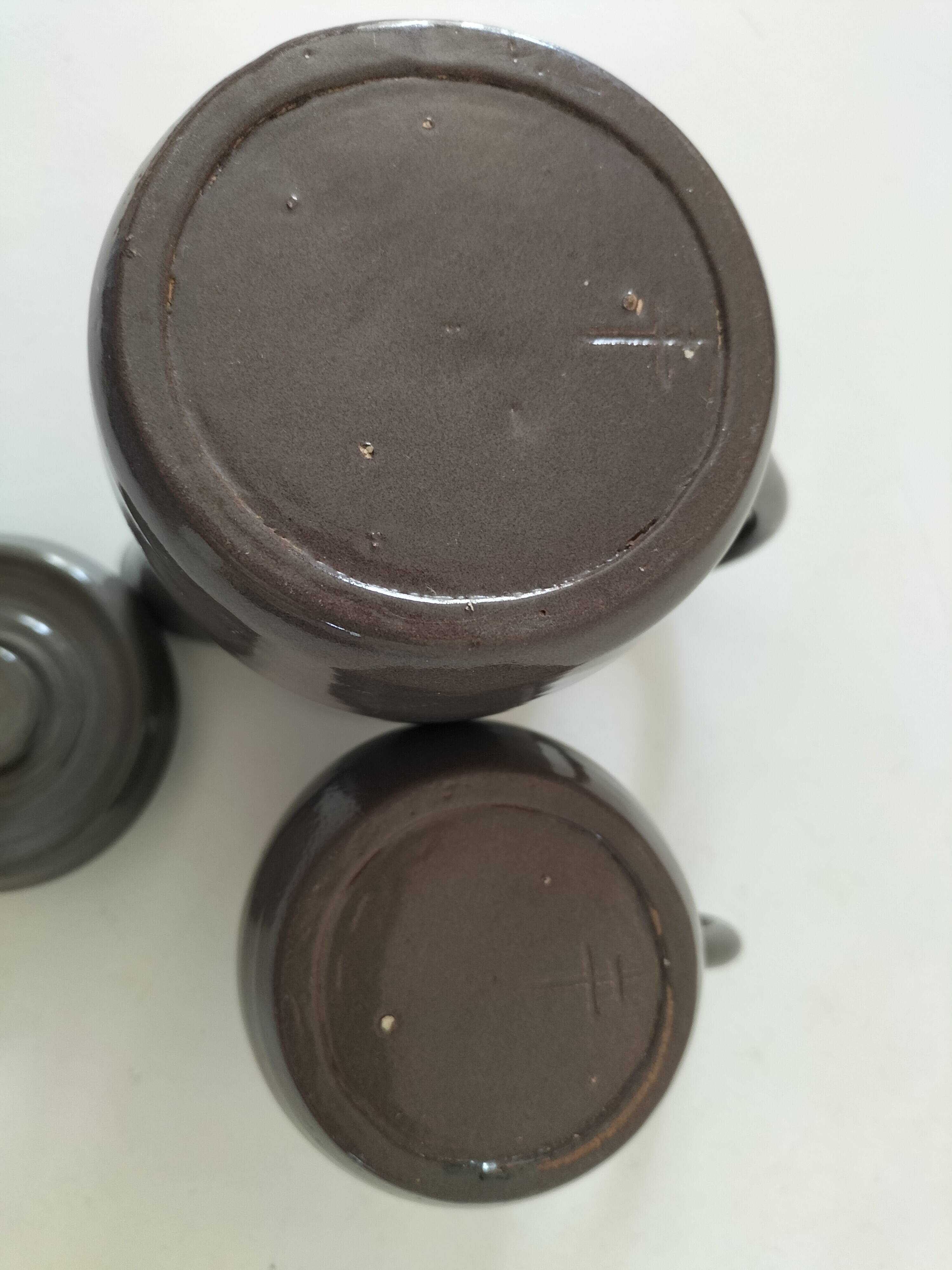 Duo verseuse et pot à lait en grès brun – céramique vintage
