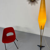 Ancien lampadaire amphore laiton et fibre design des années 60 vintage