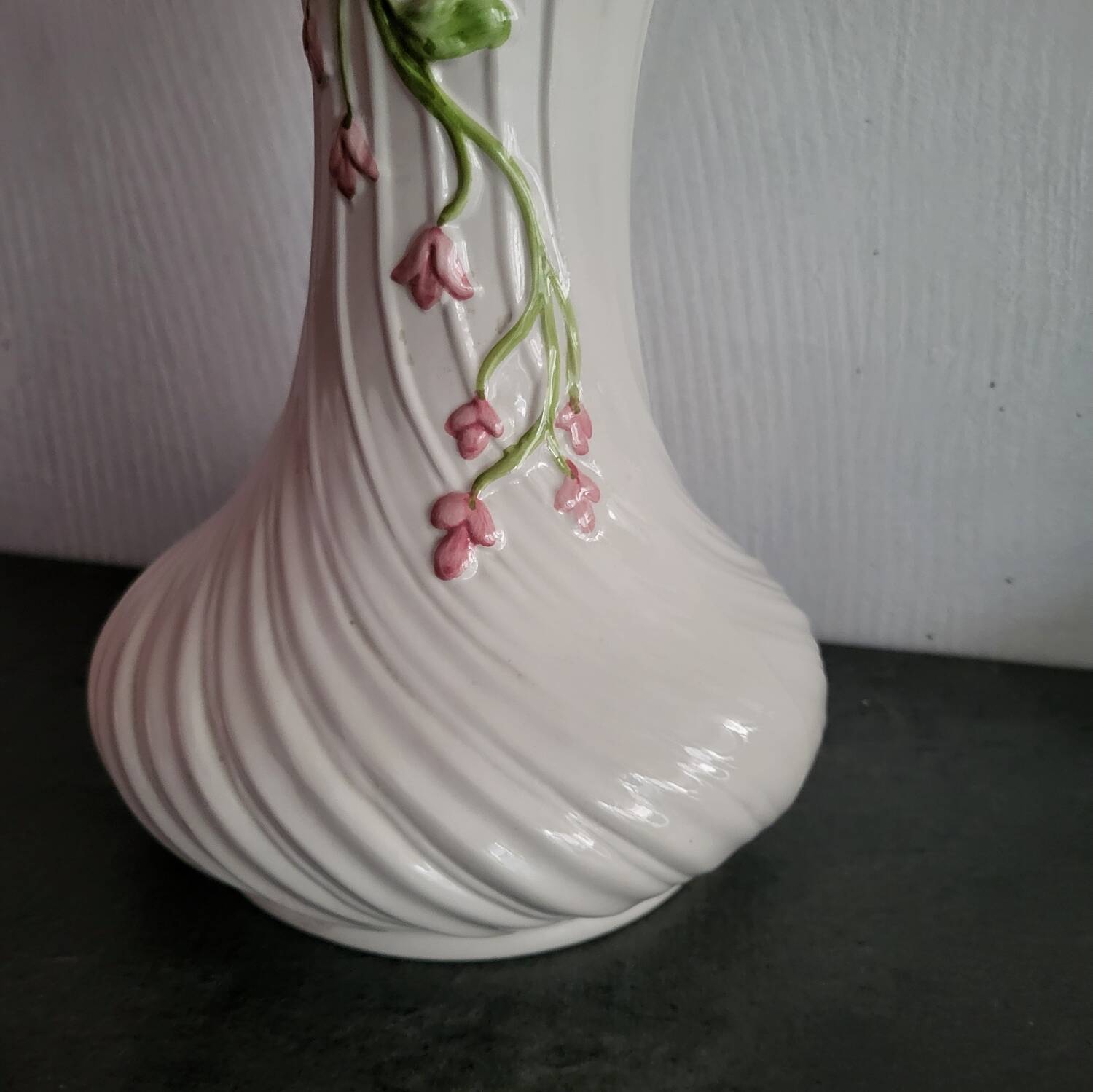 Vintage twisted barbotine vase