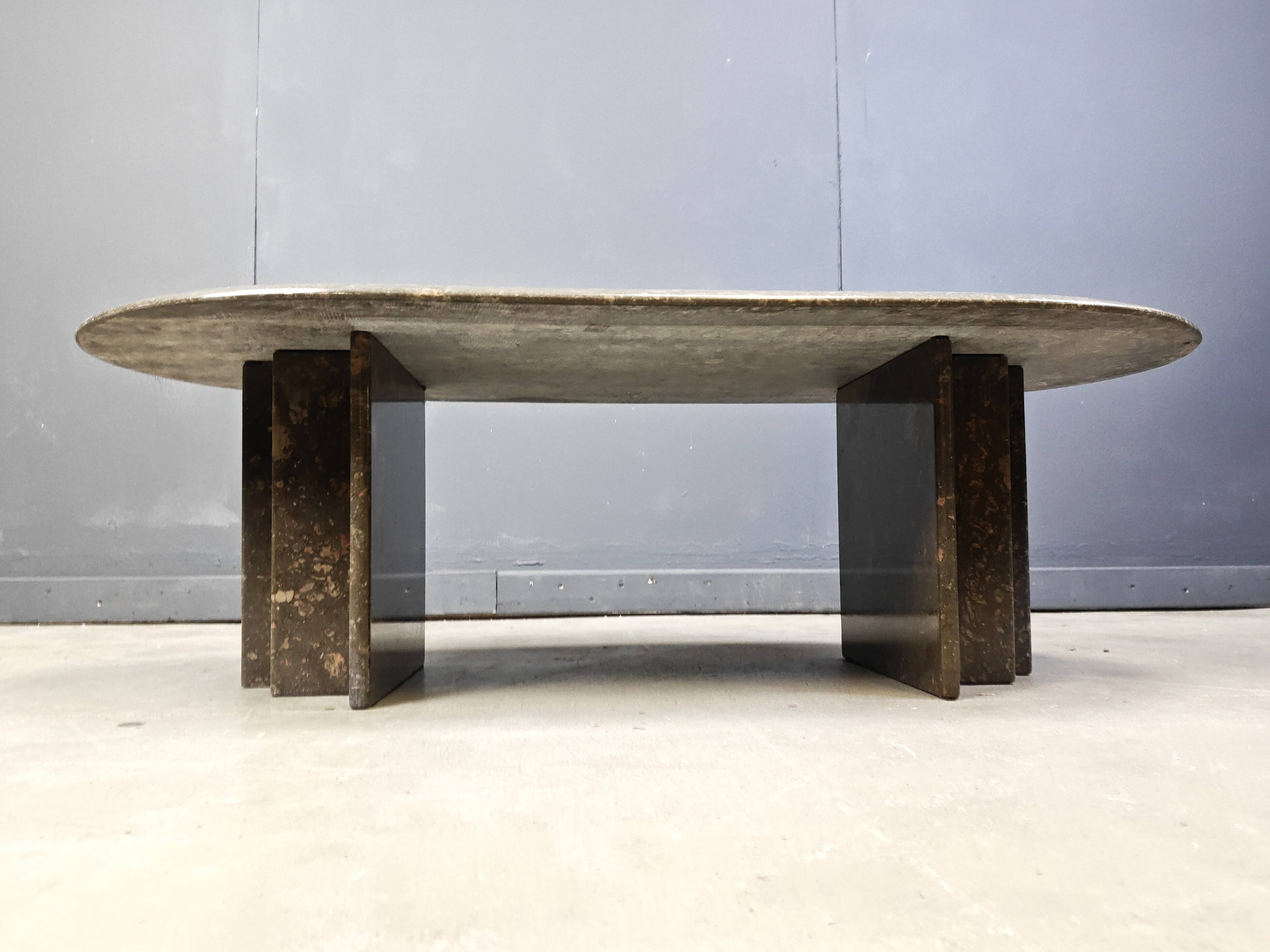 Vintage italian grey marble coffee table, 1970s
