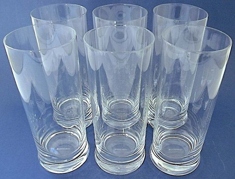 Suite of six glasses with orangeade, long drink, water or table in colorless crystal.