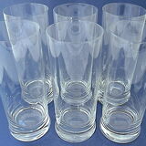 Suite of six glasses with orangeade, long drink, water or table in colorless crystal.