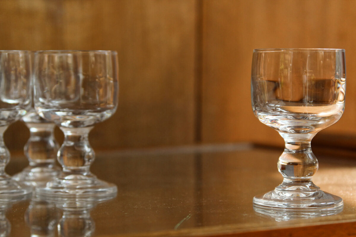 Series of 23 foot glasses, crystal