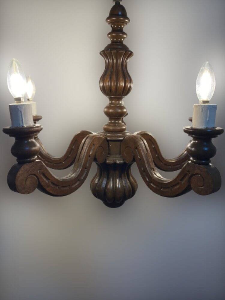 Louis XVI style wooden chandelier, 1890s