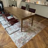 Varnished oak farmhouse table