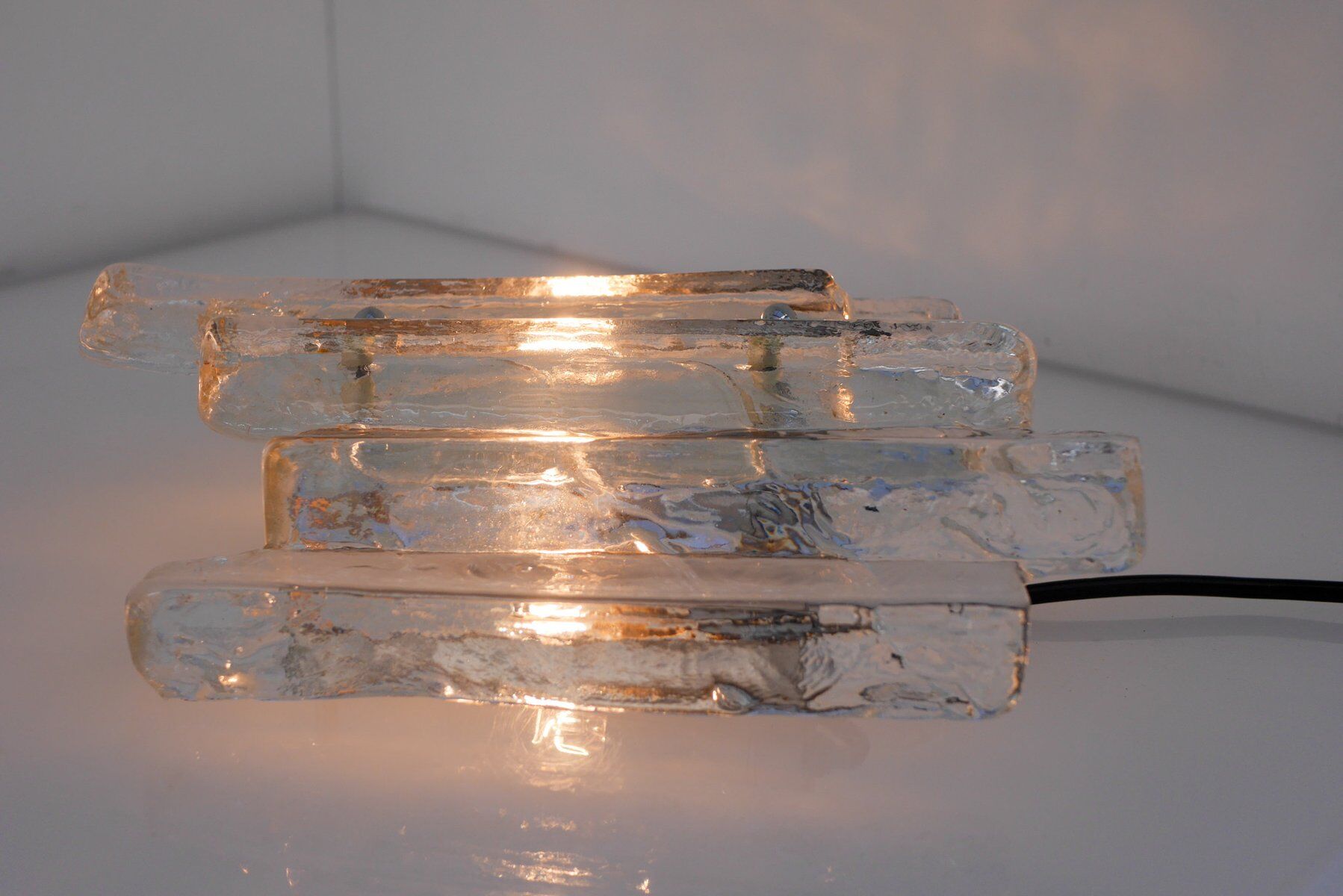 German glass wall sconce from Fischer Leuchten, 1970s