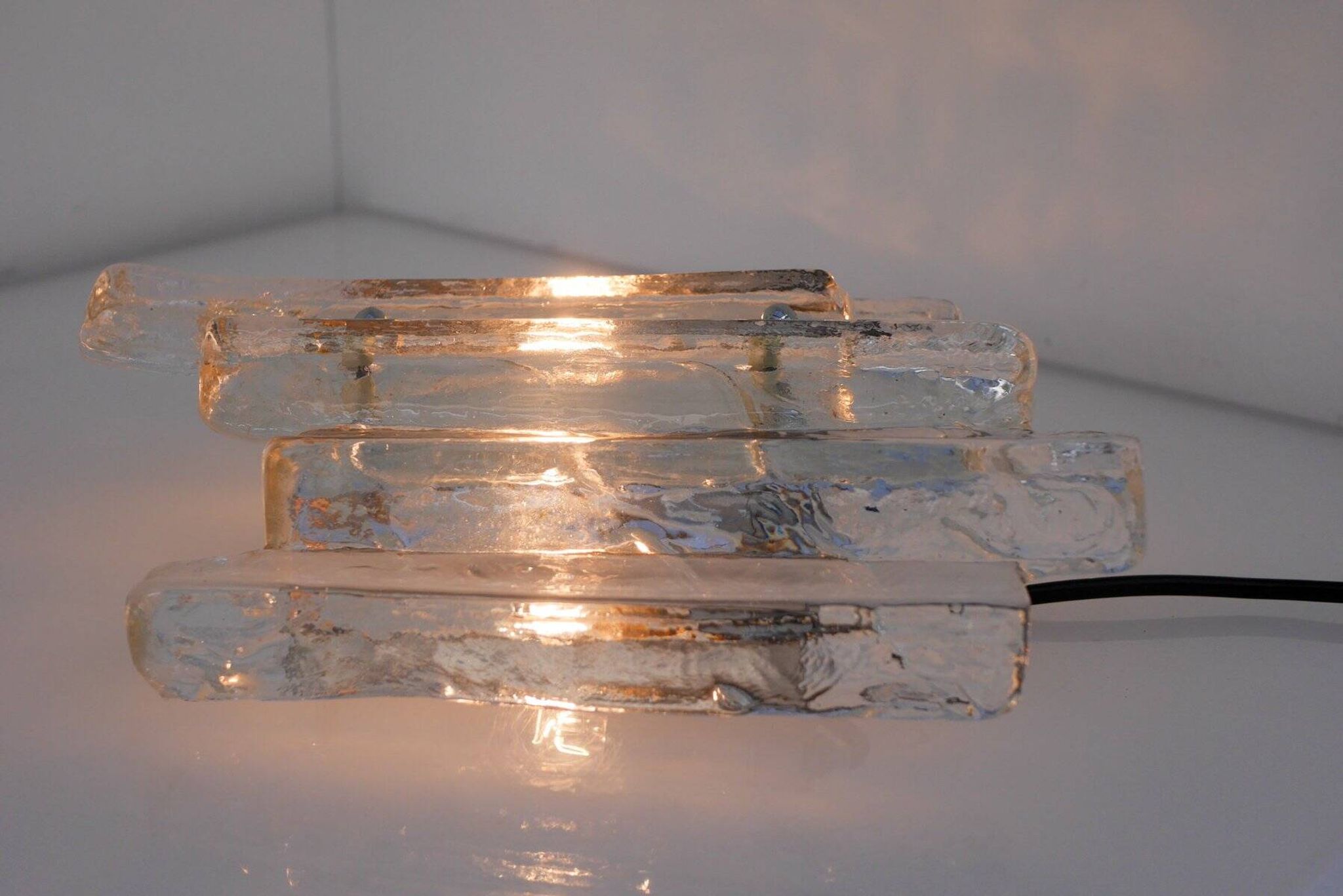 German glass wall sconce from Fischer Leuchten, 1970s