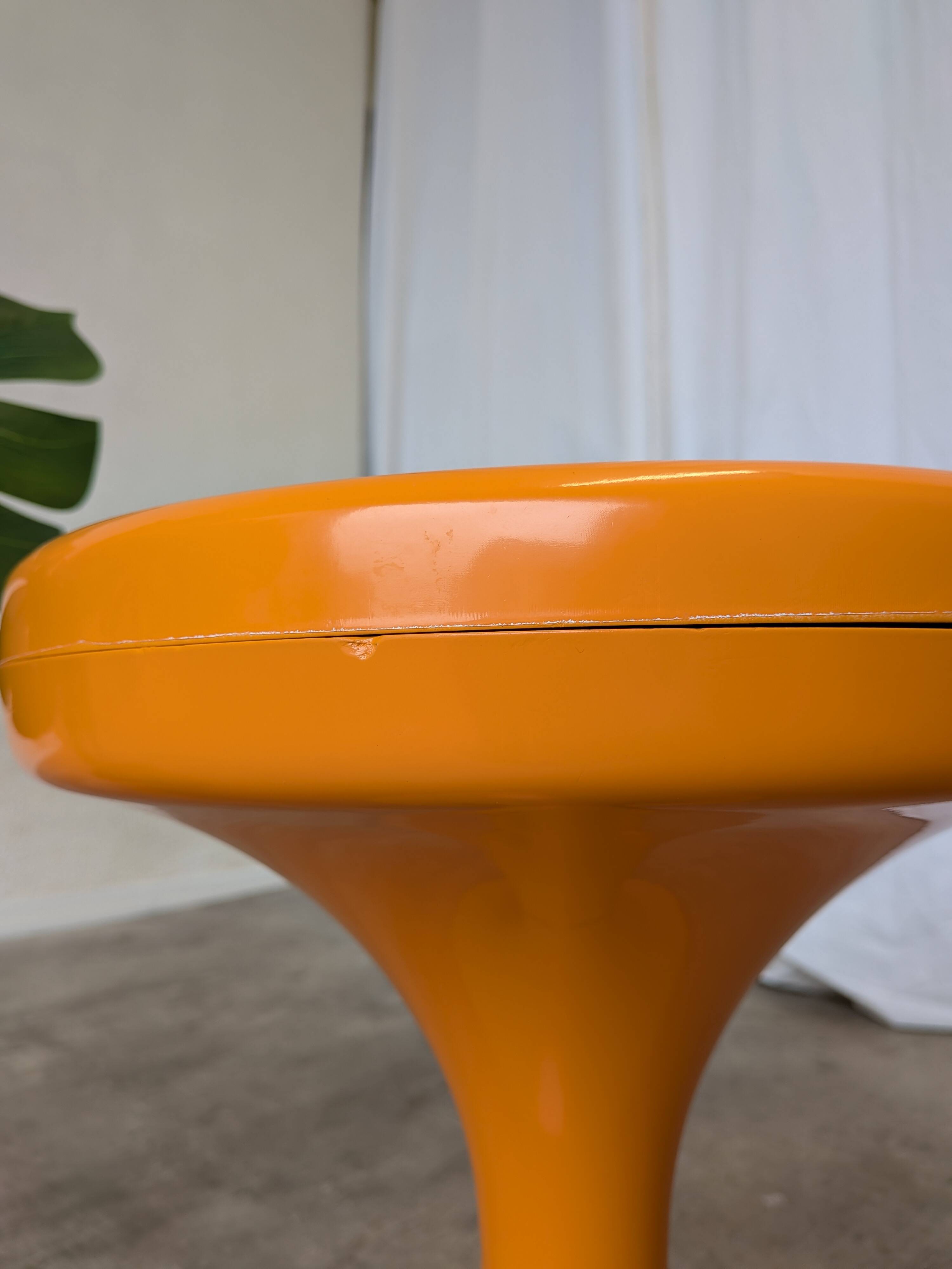 Orange Vintage Mushroom Stool “Jurček” by Meblo, 1960s – Space Age Retro