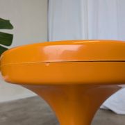 Orange Vintage Mushroom Stool “Jurček” by Meblo, 1960s – Space Age Retro