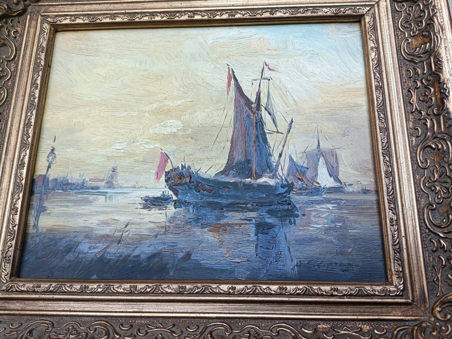 Tableau ancien, marine signée, fin XIXEME