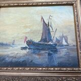 Old painting, signed seascape, late 19th century