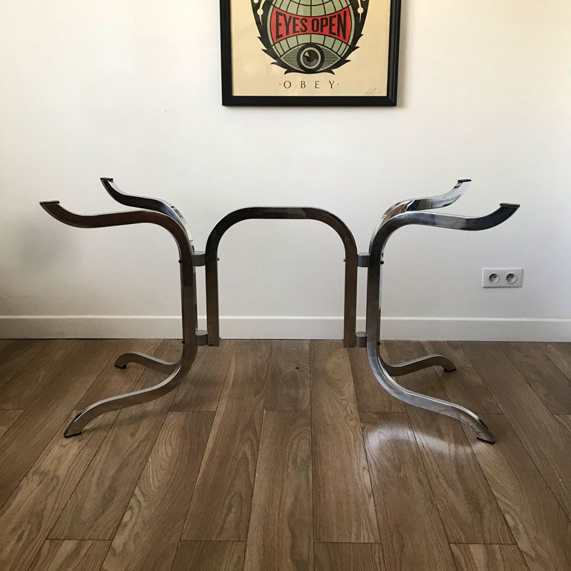 Table chrome et verre 70s