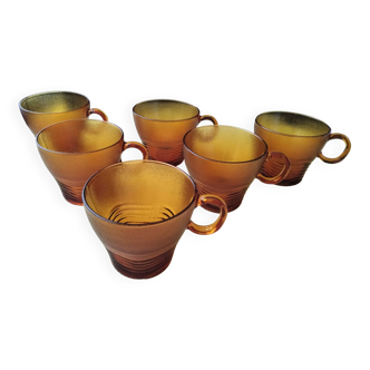 6 duralex tea or coffee cups ondine model