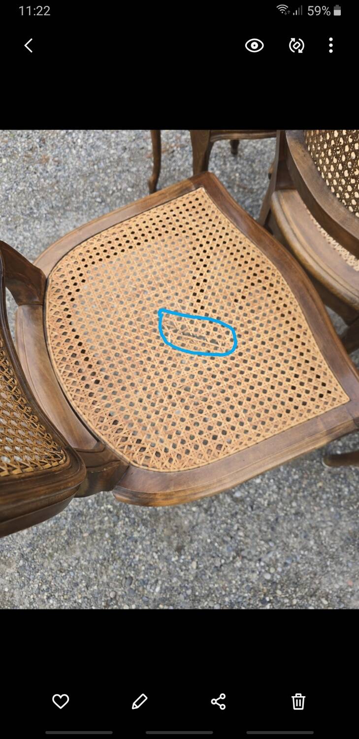 Set of 6 Louis XV chairs in wood and cane