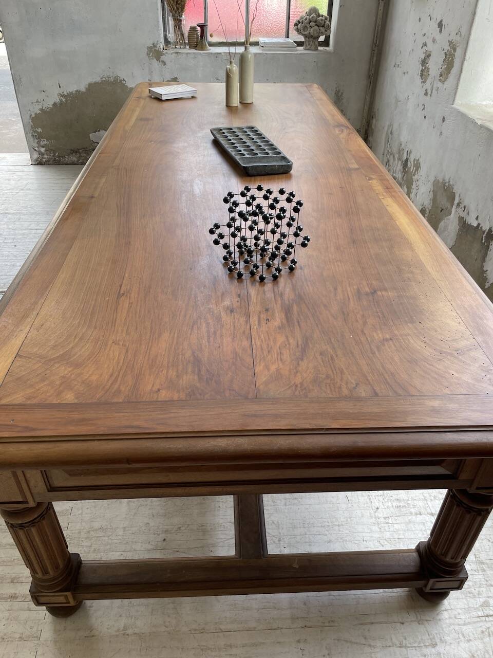 Solid walnut farmhouse castle table 1900 XXL