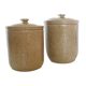 Set of 2 pretty stoneware pots, vintage