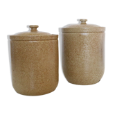 Set of 2 pretty stoneware pots, vintage