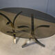 Vintage brass oval glass dining table, 1970s