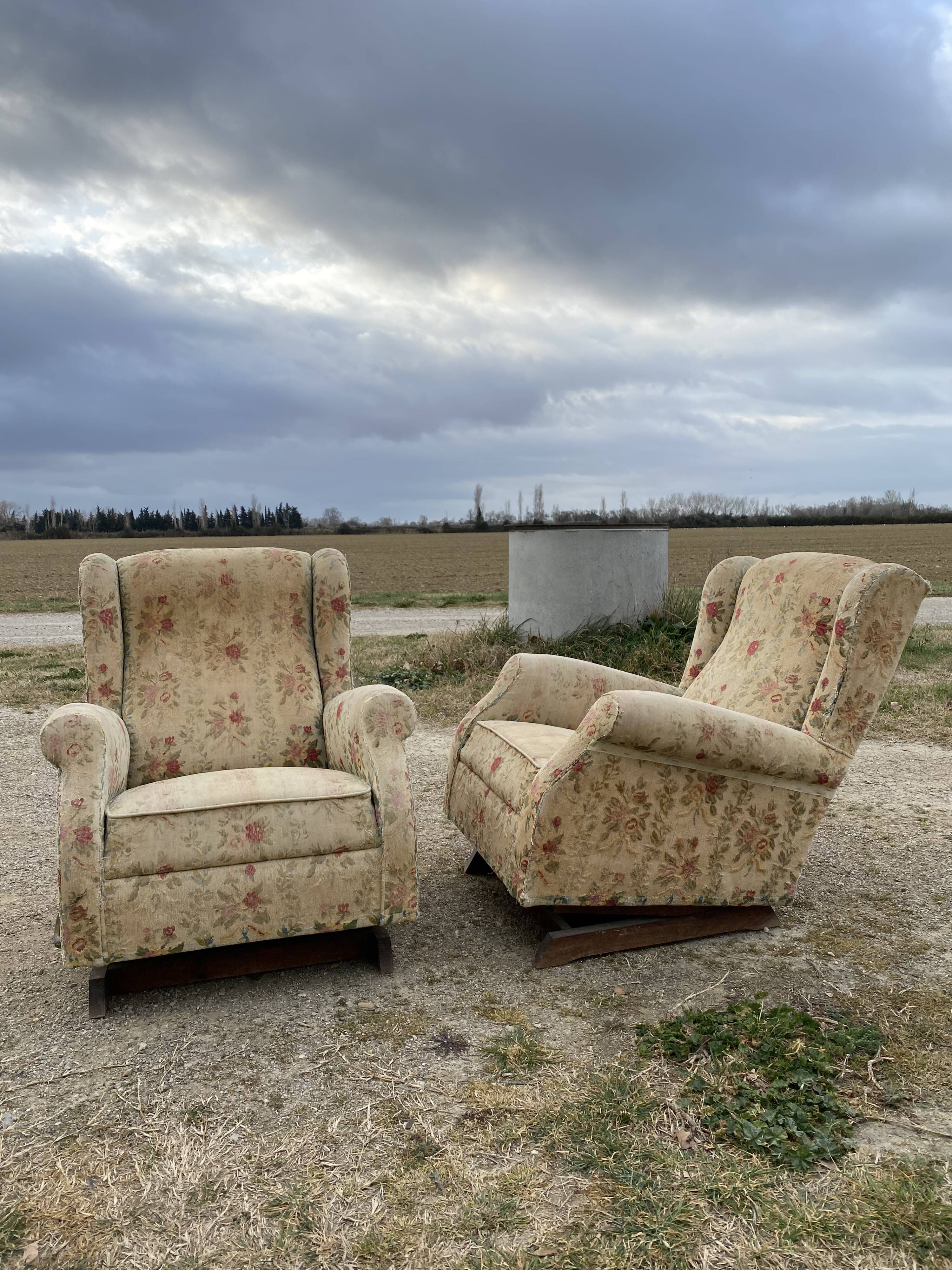 Pair of armchairs 1940 rocking-chair