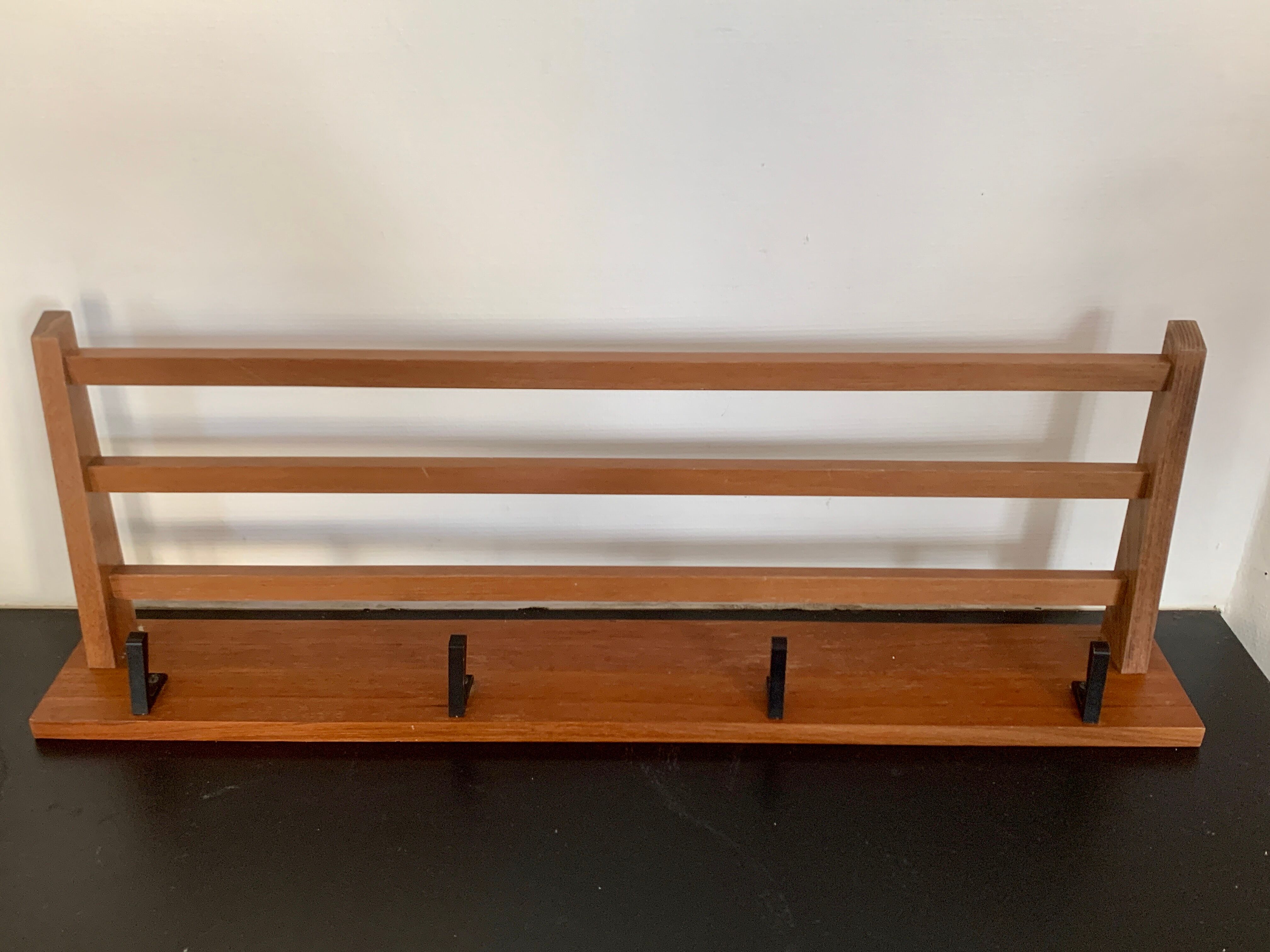 Vintage Scandinavian teak wall coat rack 1960's