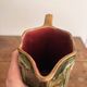 Ancien Pichet Carafe Faïence Céramique Barbotine Onnaing Vert Rose Fleurs