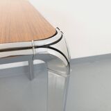 Pierre Paulin vintage square dining table in rosewood and metal