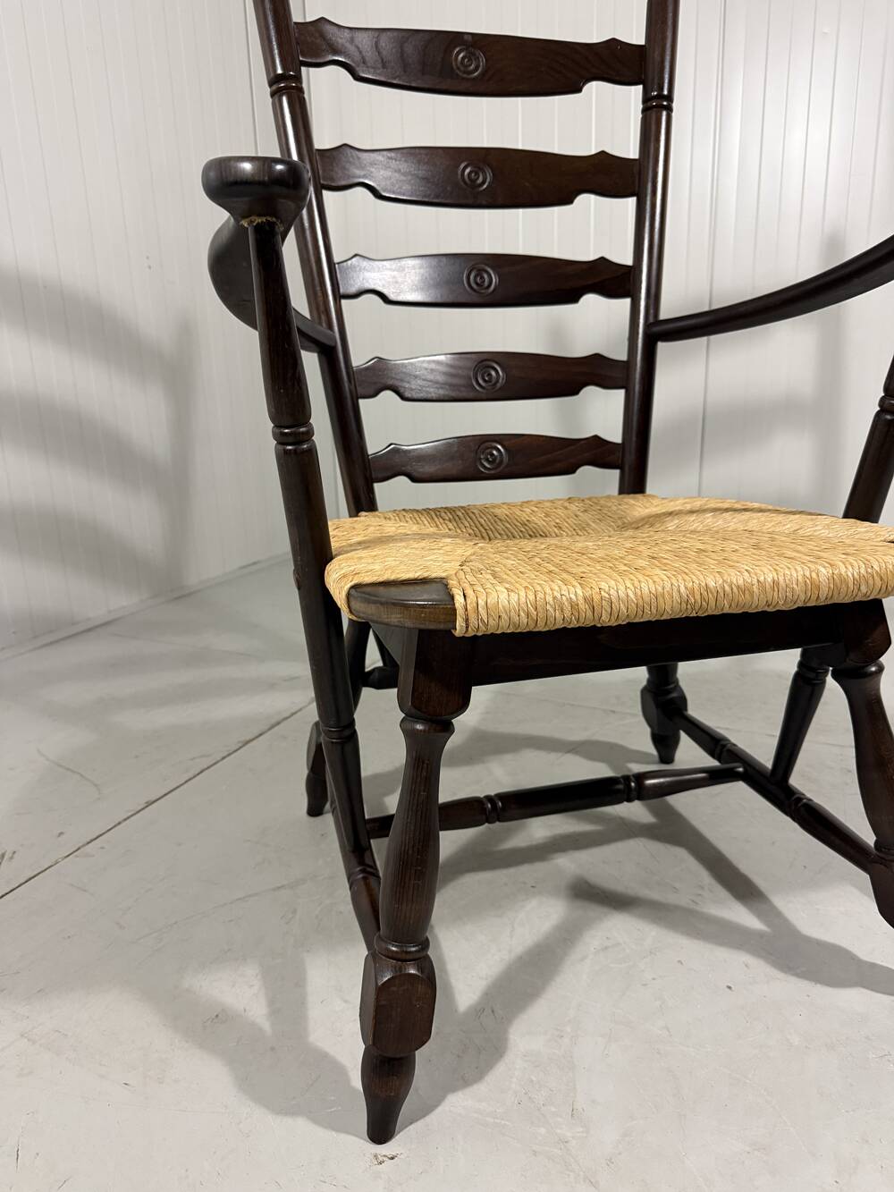 Rustic brutalist high ladder back arm chair 1960’s
