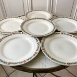 set of 6 flat plates Terre de Fer St Amand model "Molière" XXth