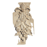 Polychrome carved wooden pediment, wall element, architectural, ancient object