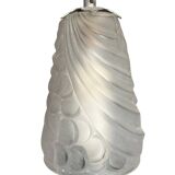 Art Deco, 4-light chandelier, wrought iron, pressed glass, Dugué Negra, circa 1930.