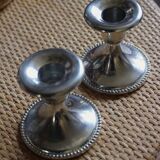 Pair of chrome metal candlesticks