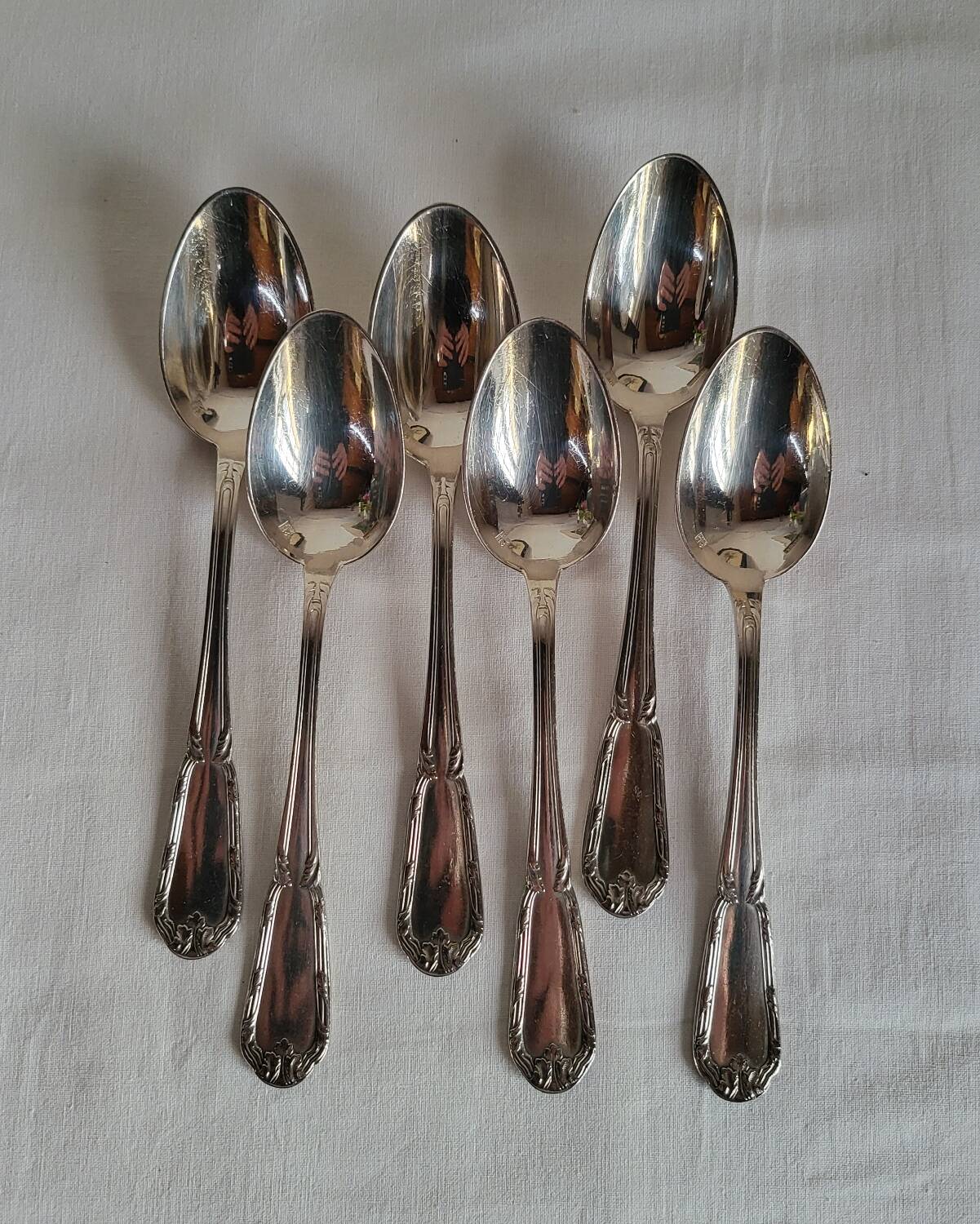 6 Small Silver-Plated Metal Spoons Boulenger Dessert Cutlery