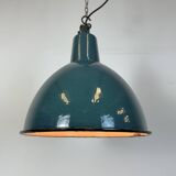 Industrial Petrol Enamel Factory Pendant Lamp, 1960s