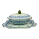 Gien, vegetable dish, soup tureen and its lid in fine earthenware, Rouen decoration.