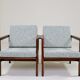 Pair two Lounge Chair Mid Century Modern Cuschion Bouclè upholstery