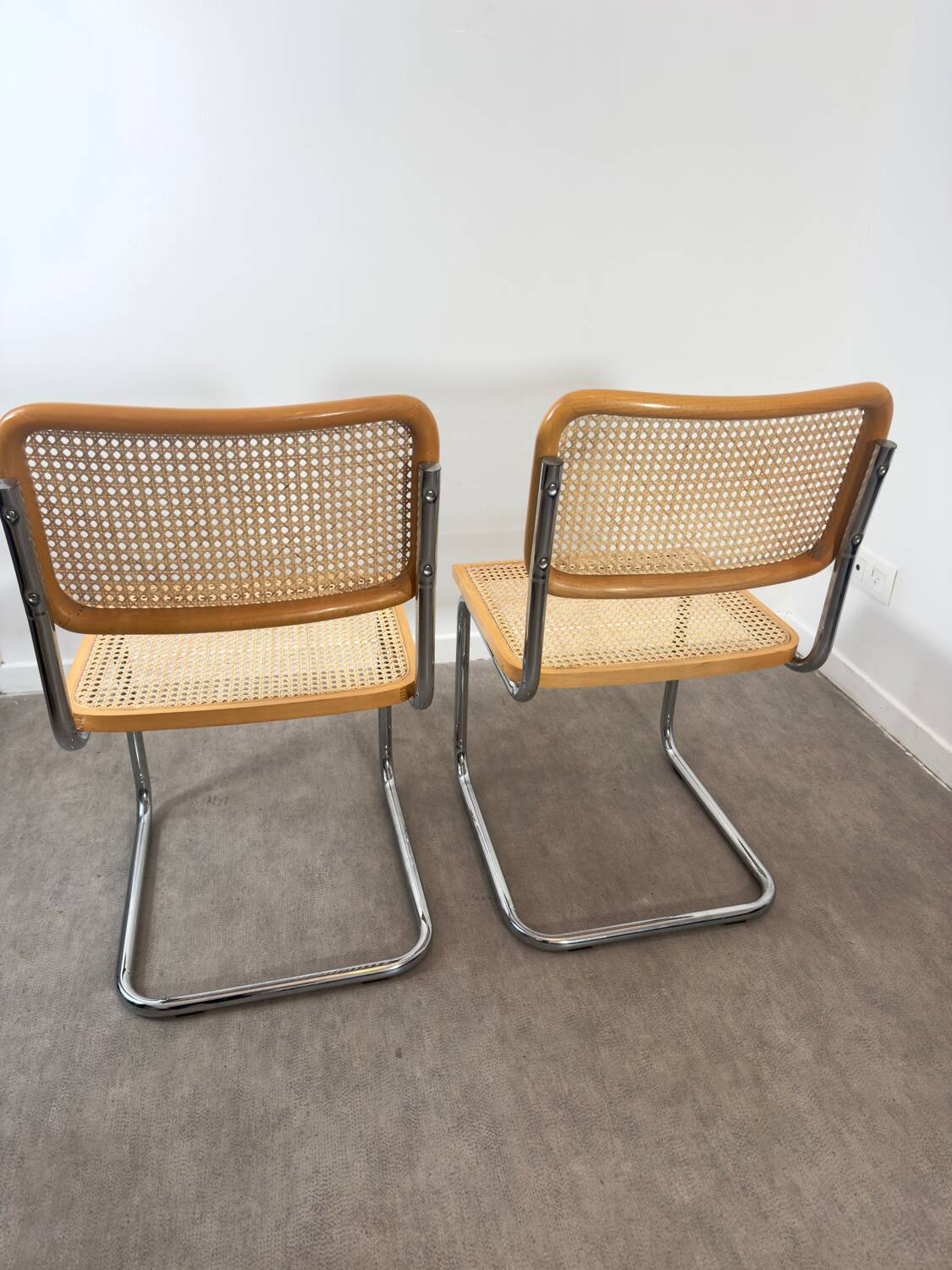 Pair of Marcel Breuer Cesca B32 chairs made in Italy