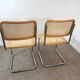 Pair of Marcel Breuer Cesca B32 chairs made in Italy