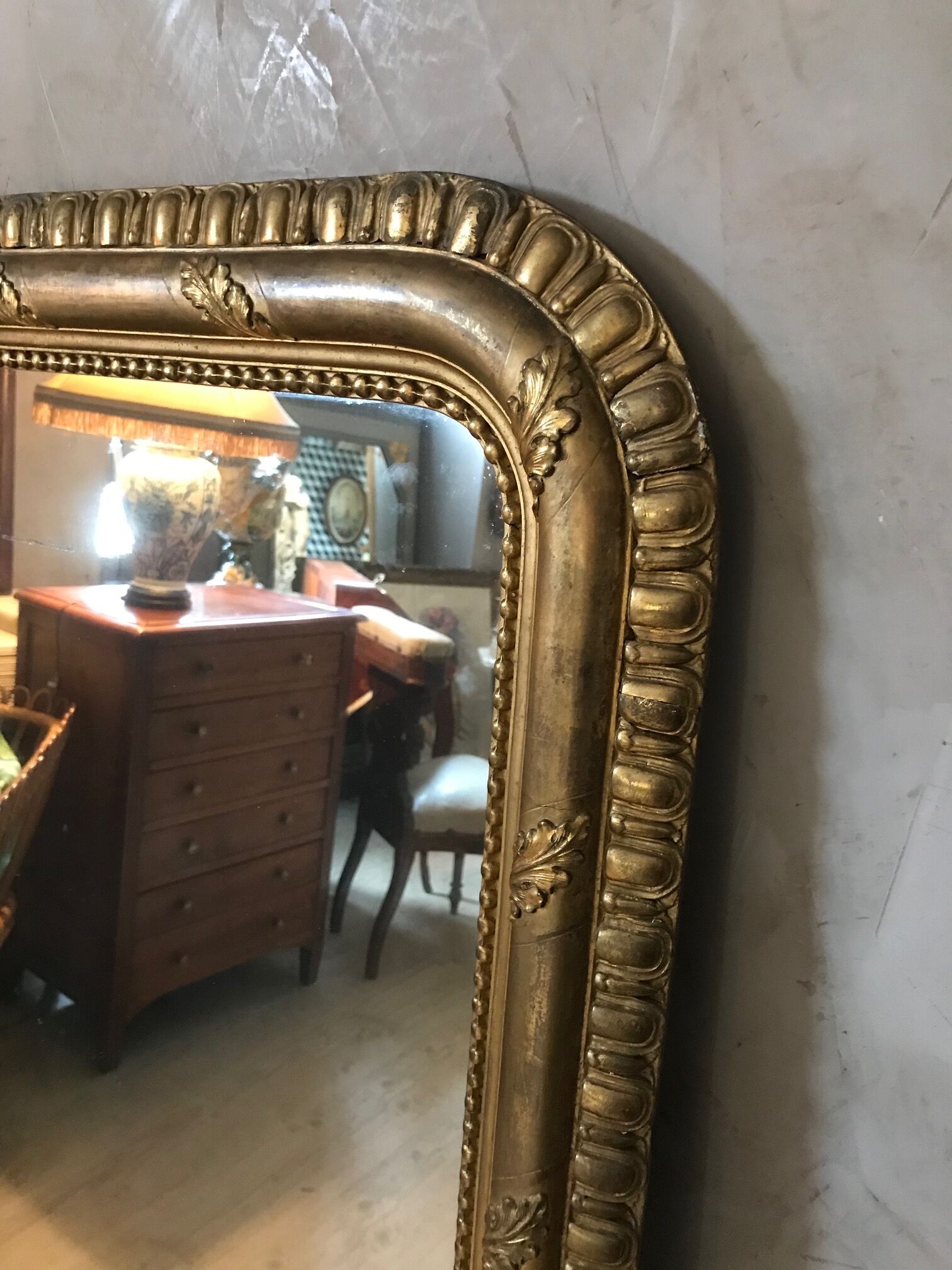 Golden wood mirror - 140x88cm