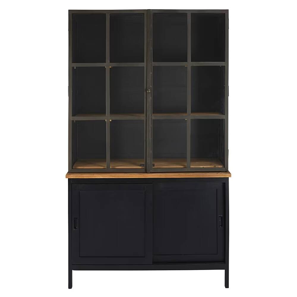 Trendy industrial sideboard in solid black wood