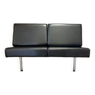 Scandinavian design leather and metal hanging sofa.
