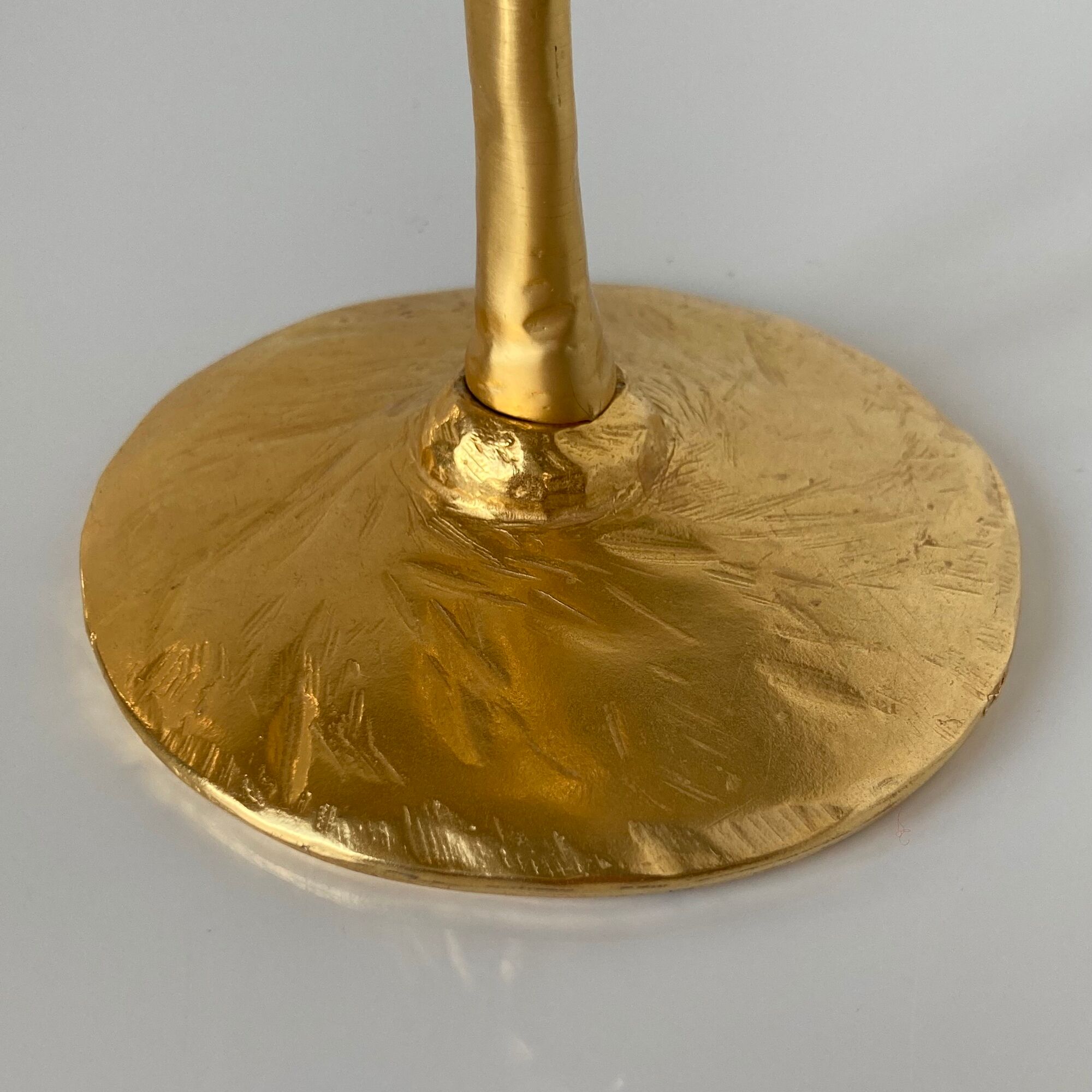 Édouard Rambaud, Soleil artist candle holder in gilded bronze signed under the bobèche.