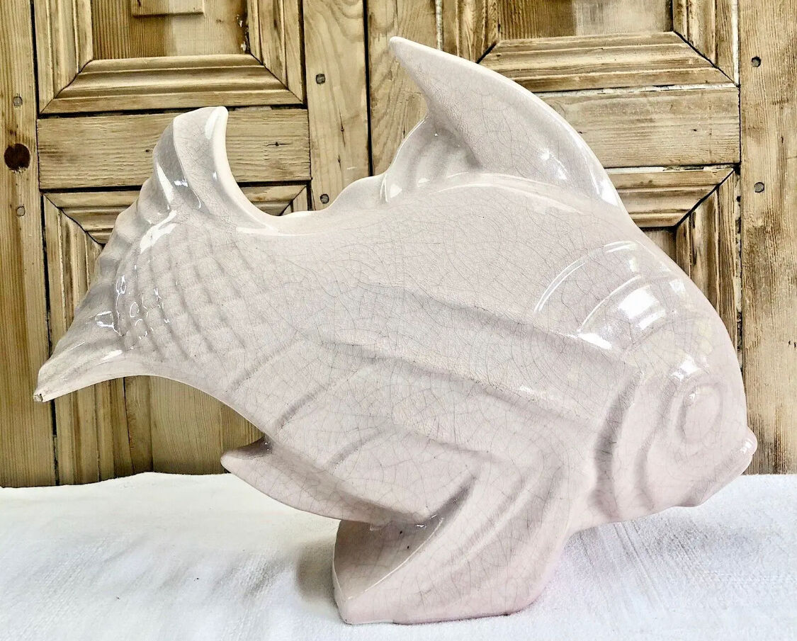 Cracked ceramic fish Art Deco Le Jan