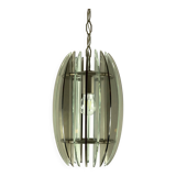 Lustre italien du milieu du siècle en verre fumé et épais transparent par Veca. Italie années 1960