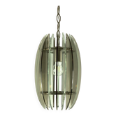 Mid-Century Italian fume and clear thick glass chandelier by Veca. Italy 1960s